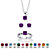 Princess-Cut Simulated Birthstone 3-Piece Pendant Necklace, Stud Earrings and Ring Set in Sterling Silver 18"-102 at Direct Charge presents PalmBeach