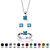 Princess-Cut Simulated Birthstone 3-Piece Pendant Necklace, Stud Earrings and Ring Set in Sterling Silver 18"-103 at PalmBeach Jewelry