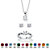 Princess-Cut Simulated Birthstone 3-Piece Pendant Necklace, Stud Earrings and Ring Set in Sterling Silver 18"-104 at PalmBeach Jewelry