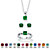 Princess-Cut Simulated Birthstone 3-Piece Pendant Necklace, Stud Earrings and Ring Set in Sterling Silver 18"-105 at PalmBeach Jewelry