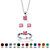 Princess-Cut Simulated Birthstone 3-Piece Pendant Necklace, Stud Earrings and Ring Set in Sterling Silver 18"-106 at PalmBeach Jewelry