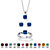 Princess-Cut Simulated Birthstone 3-Piece Pendant Necklace, Stud Earrings and Ring Set in Sterling Silver 18"-109 at PalmBeach Jewelry