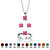 Princess-Cut Simulated Birthstone 3-Piece Pendant Necklace, Stud Earrings and Ring Set in Sterling Silver 18"-110 at Direct Charge presents PalmBeach