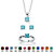 Princess-Cut Simulated Birthstone 3-Piece Pendant Necklace, Stud Earrings and Ring Set in Sterling Silver 18"-112 at Direct Charge presents PalmBeach