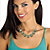 Pear Drop Simulated Aquamarine and Crystal Gold-Plated 2-Piece Necklace and Earrings Set 16"-19"-13 at PalmBeach Jewelry