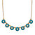 Round Crystal and Simulated Turquoise Gold-Plated Halo Collar Rolo-Link Necklace 16"-19"-11 at Direct Charge presents PalmBeach
