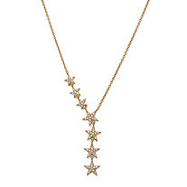 Gold-Plated Sterling Silver White Cubic Zirconia Star Y Necklace 18" (.42 TCW)