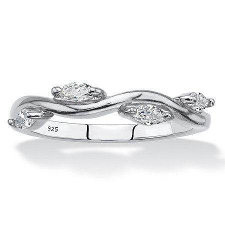 Marquise-Cut Cubic Zirconia Twisted Vine Ring in Sterling Silver (.40 TCW) at PalmBeach Jewelry