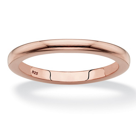 Polished Wedding Ring Band in Rose Gold-Plated Sterling Silver (2mm) at PalmBeach Jewelry