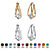Simulated Birthstone Crystal Hoop Earrings 2-Pair Set in Silvertone and Goldtone 1/2"-104 at PalmBeach Jewelry