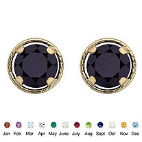 SETA JEWELRY Genuine Birthstone Round Stud Earrings in 10k Yellow Gold 7.5 mm