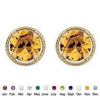 Genuine Birthstone Round Stud Earrings in 10k Yellow Gold 7.5 mm