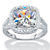 Cushion-Cut Cubic Zirconia Halo Split-Shank Engagement Ring 3 TCW in Sterling Silver-11 at PalmBeach Jewelry