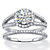 Round Cubic Zirconia Halo 2-Piece Wedding Ring Set 2.16 TCW in Platinum over Sterling Silver-11 at PalmBeach Jewelry