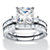 SETA JEWELRY Princess-Cut Cubic Zirconia Halo 2-Piece Wedding Ring Set 3.62 TCW in Platinum Plated Sterling Silver-11 at Seta Jewelry