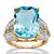 Cushion-Cut Genuine Blue and White Topaz Cocktail Ring 12.39 TCW in 14k Yellow Gold over Sterling Silver-11 at PalmBeach Jewelry