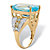 Cushion-Cut Genuine Blue and White Topaz Cocktail Ring 12.39 TCW in 14k Yellow Gold over Sterling Silver-12 at PalmBeach Jewelry