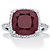 Cushion-Cut Genuine Red Ruby and White Topaz Halo Cocktail Ring 4.25 TCW in Sterling Silver-11 at PalmBeach Jewelry