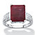 Emerald-Cut Genuine Red Ruby and White Topaz Cocktail Ring 6.65 TCW in Sterling Silver-11 at PalmBeach Jewelry