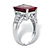 Emerald-Cut Genuine Red Ruby and White Topaz Cocktail Ring 6.65 TCW in Sterling Silver-12 at PalmBeach Jewelry