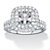 Cushion-Cut Cubic Zirconia Double Halo 2-Piece Wedding Ring Set 1.97 TCW in Solid 10k White Gold-11 at PalmBeach Jewelry