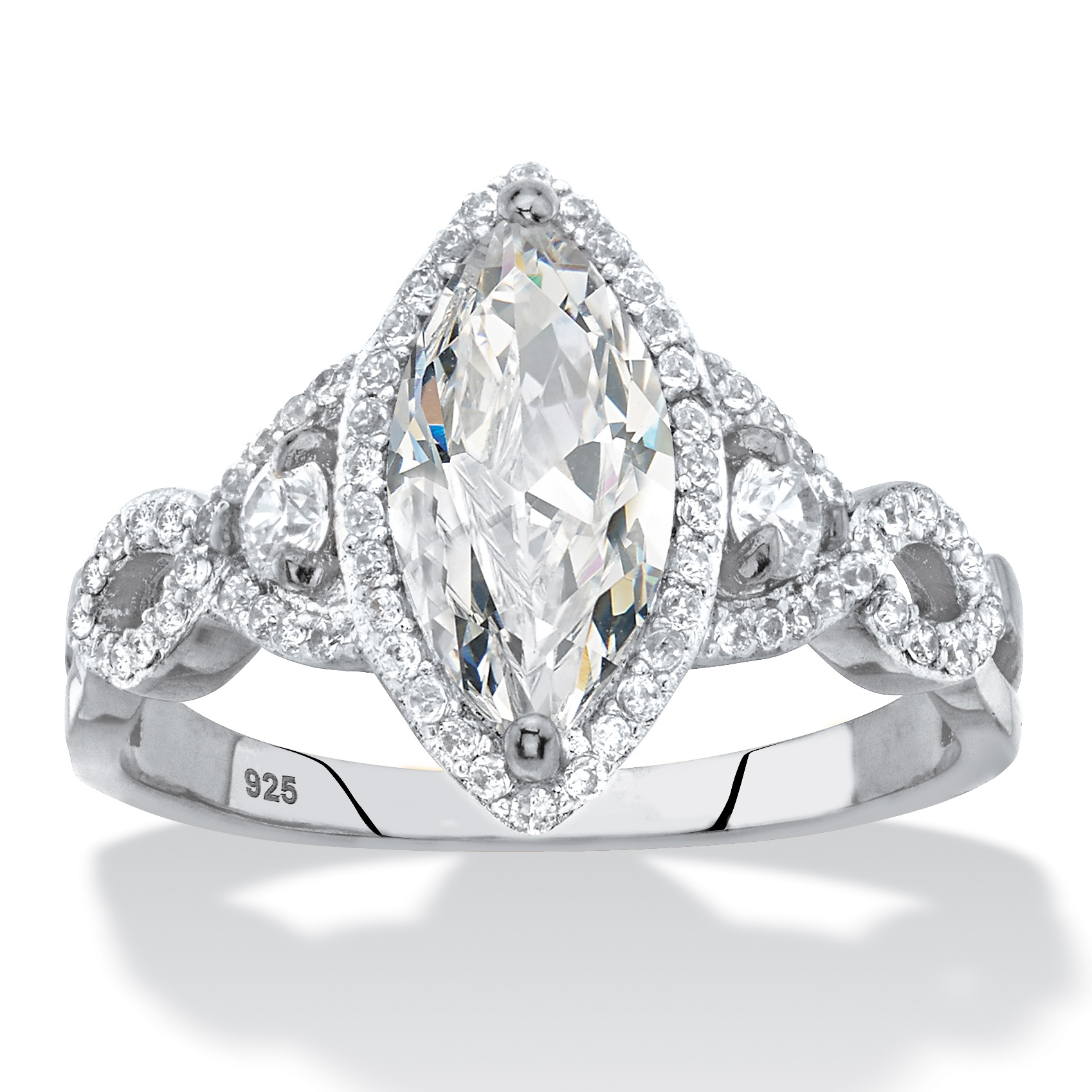 MarquiseCut Cubic Zirconia Halo Crossover Engagement Ring 2.48 TCW in