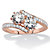 Round Cubic Zirconia 2-Stone Bypass Ring 2.20 TCW in Rose Gold over Sterling Silver-11 at PalmBeach Jewelry