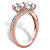 Round Cubic Zirconia 2-Stone Bypass Ring 2.20 TCW in Rose Gold over Sterling Silver-12 at PalmBeach Jewelry