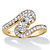 Round Cubic Zirconia 2-Stone Bypass Ring 1.39 TCW in 14k Gold over Sterling Silver-11 at PalmBeach Jewelry