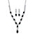 Marquise-Cut Black and White Crystal 2-Piece Halo Earrings and Necklace Set in Silvertone 18"-23"-11 at PalmBeach Jewelry