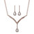 Pear-Cut Crystal 2-Piece Halo Drop Earrings and Necklace Set Rose Gold-Plated 13"-17"-11 at PalmBeach Jewelry