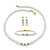 Simulated Pearl and Crystal 3-Piece Strand Necklace, Earrings and Bracelet Set in Gold Tone 16.5"-11 at PalmBeach Jewelry