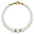 Simulated Pearl and Crystal 3-Piece Strand Necklace, Earrings and Bracelet Set in Gold Tone 16.5"-17 at PalmBeach Jewelry