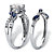 Round Cubic Zirconia and Marquise Created Blue Sapphire 2-Piece Vine Wedding Ring Set 2.63 TCW in Platinum over Sterling Silver-12 at PalmBeach Jewelry