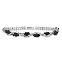Marquise-Cut Black and White Crystal Twisted Strand Bracelet in Silvertone 7
