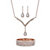 Pear-Cut Crystal 3-Piece Halo Drop Earrings, Y Necklace and Stretch Bracelet Set in Rose Gold Tone 13"-17"-11 at PalmBeach Jewelry