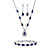 Pear-Cut Simulated Blue Sapphire Crystal Halo Earrings, Necklace and Bracelet Set 46.65 TCW in Silvertone 13"-17"-11 at PalmBeach Jewelry