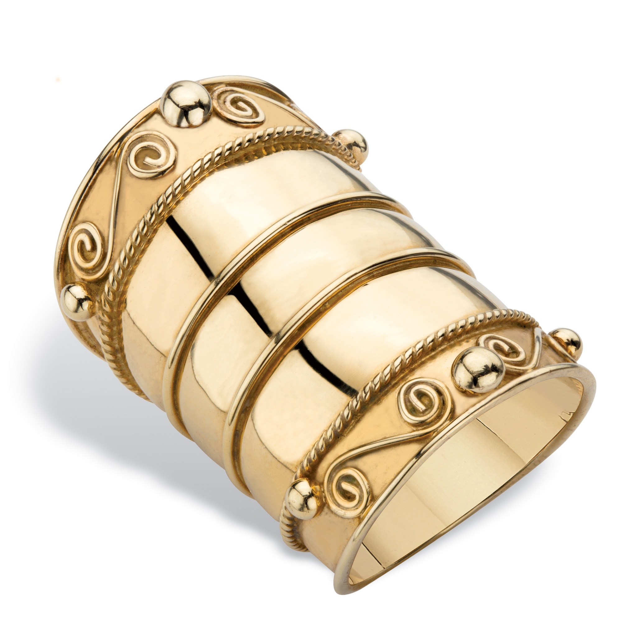 Bohemian Wide Cigar BandStyle Scroll Ring in 18k Gold over Sterling Silver at PalmBeach Jewelry