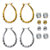 SETA JEWELRY Cubic Zirconia 6-Pair Set of Stud and Twisted Hoop Earrings 8 TCW in Gold Tone and Silvertone 1"-11 at Seta Jewelry