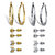SETA JEWELRY Cubic Zirconia 6-Pair Set of Stud and Twisted Hoop Earrings 8 TCW in Gold Tone and Silvertone 1"-12 at Seta Jewelry