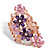 Pink and Purple Cubic Zirconia and Crystal Flower Cluster Ring 5.99 TCW in Rose Gold Tone-11 at PalmBeach Jewelry