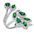 Marquise and Pear-Cut Green Crystal and Cubic Zirconia Halo Bypass Leaf Ring 1.05 TCW Platinum-Plated-11 at PalmBeach Jewelry