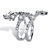 Cubic Zirconia Butterfly and Flower Wraparound Ring 4.02 TCW in Silvertone-12 at PalmBeach Jewelry