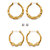 SETA JEWELRY Cubic Zirconia 3-Pair Set of Round Stud and Textured Hoop Earrings 4 TCW in Gold Tone 2"-11 at Seta Jewelry