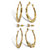 Cubic Zirconia 3-Pair Set of Round Stud and Textured Hoop Earrings 4 TCW in Gold Tone 2"-12 at PalmBeach Jewelry