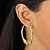 Cubic Zirconia 3-Pair Set of Round Stud and Textured Hoop Earrings 4 TCW in Gold Tone 2"-13 at PalmBeach Jewelry
