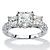 Princess-Cut Created White Sapphire 3-Stone Ring 4.47 TCW in Platinum over Sterling Silver-11 at PalmBeach Jewelry