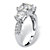Princess-Cut Created White Sapphire 3-Stone Ring 4.47 TCW in Platinum over Sterling Silver-12 at PalmBeach Jewelry
