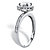 Round Created White Sapphire and Diamond Accent Halo Engagement Ring 1.81 TCW in Platinum over Sterling Silver-12 at PalmBeach Jewelry