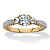 Round Created White Sapphire 3-Stone Promise Ring 1.45 TCW in 18k Gold over Sterling Silver-11 at PalmBeach Jewelry
